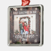 初めてのクリスマスの新しいホームシック写真 メタルオーナメント (左)