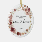 初めてのクリスマスの新しいホームジオメトリックフローラ セラミックオーナメント (右)