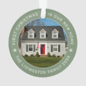 初めてのクリスマスの新しいホームセージの写真カスタムに オーナメント (裏面)
