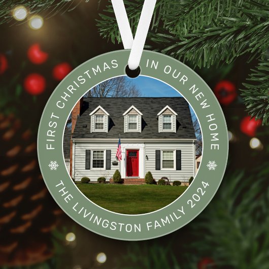 初めてのクリスマスの新しいホームセージの写真カスタムに オーナメント