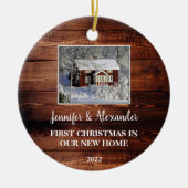 初めてのクリスマスの新しいホームバーンウッド写真 セラミックオーナメント (正面)