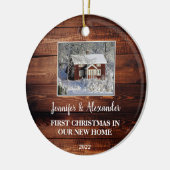 初めてのクリスマスの新しいホームバーンウッド写真 セラミックオーナメント (左)
