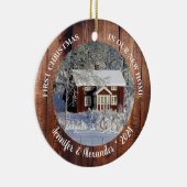 初めてのクリスマスの新しいホームバーンウッド写真 セラミックオーナメント (右)