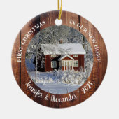 初めてのクリスマスの新しいホームバーンウッド写真 セラミックオーナメント (正面)