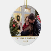 初めてのクリスマスの新しいホームパーソナライズされた写真 セラミックオーナメント (右)