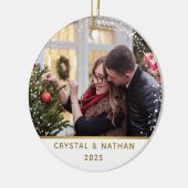 初めてのクリスマスの新しいホームパーソナライズされた写真 セラミックオーナメント (左)