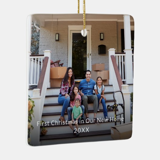 初めてのクリスマスの新しいホームファミリー写真 セラミックオーナメント (右)