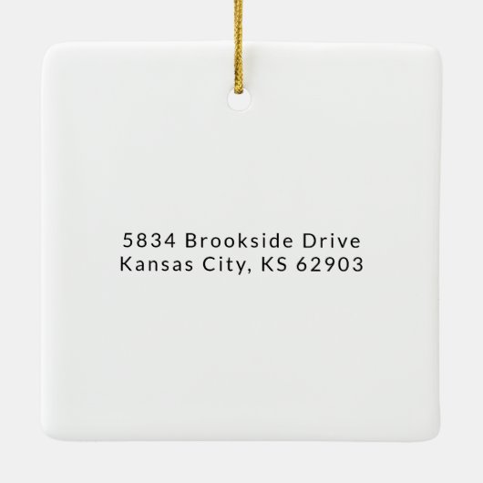 初めてのクリスマスの新しいホームファミリー写真 セラミックオーナメント (裏面)