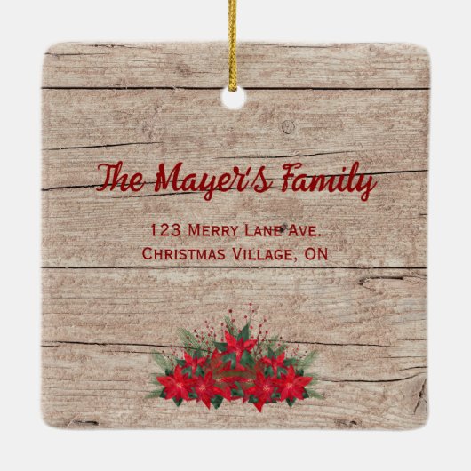 初めてのクリスマスの新しいホームファミリー写真 セラミックオーナメント (裏面)