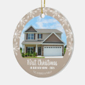 初めてのクリスマスの新しいホームフォトタン セラミックオーナメント (左)