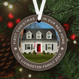 初めてのクリスマスの新しいホームブラウンカスタム写真 オーナメント