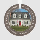 初めてのクリスマスの新しいホームブラウンカスタム写真 オーナメント (裏面)
