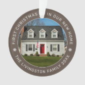 初めてのクリスマスの新しいホームブラウンカスタム写真 オーナメント (正面)