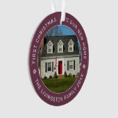 初めてのクリスマスの新しいホームブルゴーニュ写真 オーナメント (正面)