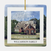 初めてのクリスマスの新しいホームモダンフォトフレーム セラミックオーナメント (裏面)