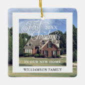 初めてのクリスマスの新しいホームモダンフォトフレーム セラミックオーナメント (正面)