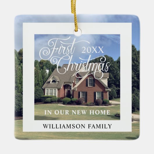 初めてのクリスマスの新しいホームモダンフォトフレーム セラミックオーナメント (正面)