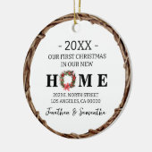 初めてのクリスマスの新しいホームリースと写真 セラミックオーナメント (左)