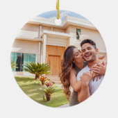 初めてのクリスマスの新しいホームリースと写真 セラミックオーナメント (裏面)