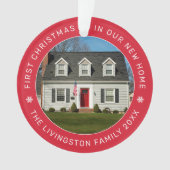初めてのクリスマスの新しいホームレッドカスタム写真 オーナメント (正面)
