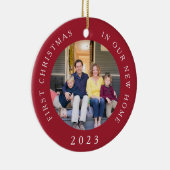 初めてのクリスマスの新しいホームレッド写真 セラミックオーナメント (右)