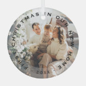 初めてのクリスマスの新しいホーム写真 ガラスオーナメント (正面)