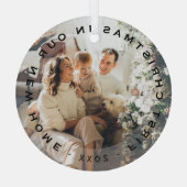 初めてのクリスマスの新しいホーム写真 ガラスオーナメント (裏面)