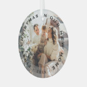 初めてのクリスマスの新しいホーム写真 ガラスオーナメント (正面左)