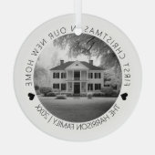 初めてのクリスマスの新しいホーム写真 ガラスオーナメント (裏面)