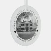 初めてのクリスマスの新しいホーム写真 ガラスオーナメント (正面右)