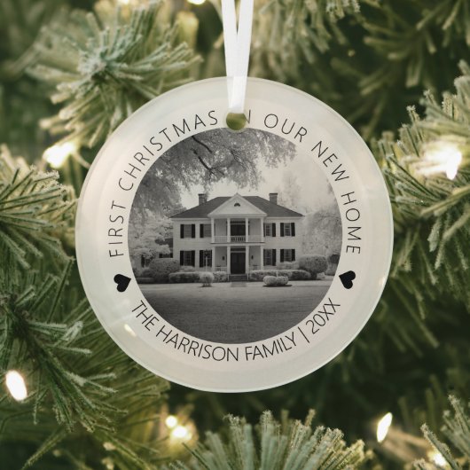 初めてのクリスマスの新しいホーム写真 ガラスオーナメント (インサイチュ)