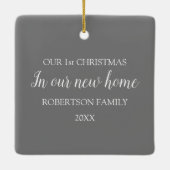 初めてのクリスマスの新しいホーム写真 セラミックオーナメント (裏面)