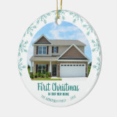 初めてのクリスマスの新しいホーム写真 セラミックオーナメント (左)