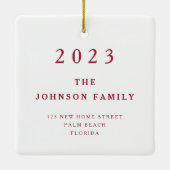 初めてのクリスマスの新しいホーム写真 セラミックオーナメント (裏面)