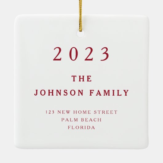 初めてのクリスマスの新しいホーム写真 セラミックオーナメント (裏面)