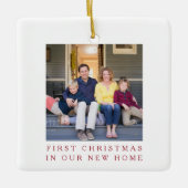 初めてのクリスマスの新しいホーム写真 セラミックオーナメント (正面)