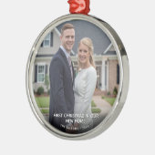 初めてのクリスマスの新しいホーム写真 メタルオーナメント (左)