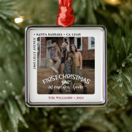 初めてのクリスマスの新しいホーム写真 メタルオーナメント