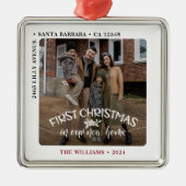 初めてのクリスマスの新しいホーム写真 メタルオーナメント (正面)