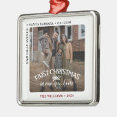 初めてのクリスマスの新しいホーム写真 メタルオーナメント (左)