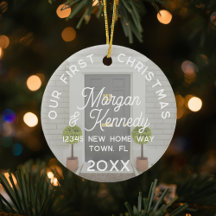 初めてのクリスマスの新しいホーム名アドレスオーナメント