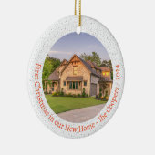 初めてのクリスマスの新しいホーム家族2写真 セラミックオーナメント (右)