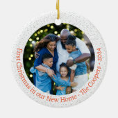 初めてのクリスマスの新しいホーム家族2写真 セラミックオーナメント (裏面)