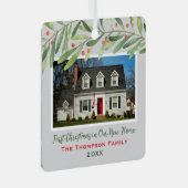 初めてのクリスマスの新しいホーム緑の写真 メタルオーナメント (正面右)