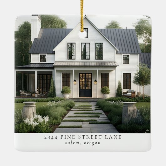 初めてのクリスマスの新しいホーム2写真 セラミックオーナメント (裏面)