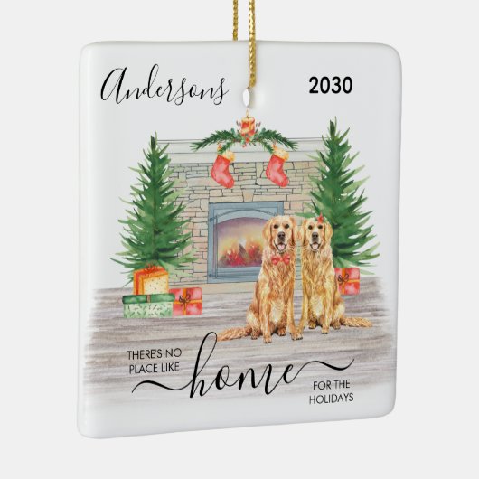 初めてのクリスマスの新しい家のための休日の写真 セラミックオーナメント (右)