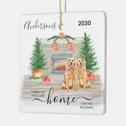 初めてのクリスマスの新しい家のための休日の写真 セラミックオーナメント (左)