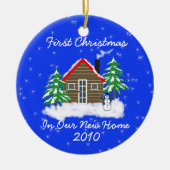 初めてのクリスマスの新しい家 セラミックオーナメント (正面)