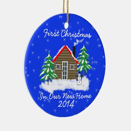 初めてのクリスマスの新しい家 セラミックオーナメント (右)