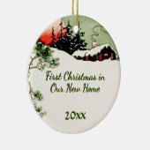 初めてのクリスマスの新しい家|ヶ国のクリスマスの小屋 セラミックオーナメント (右)